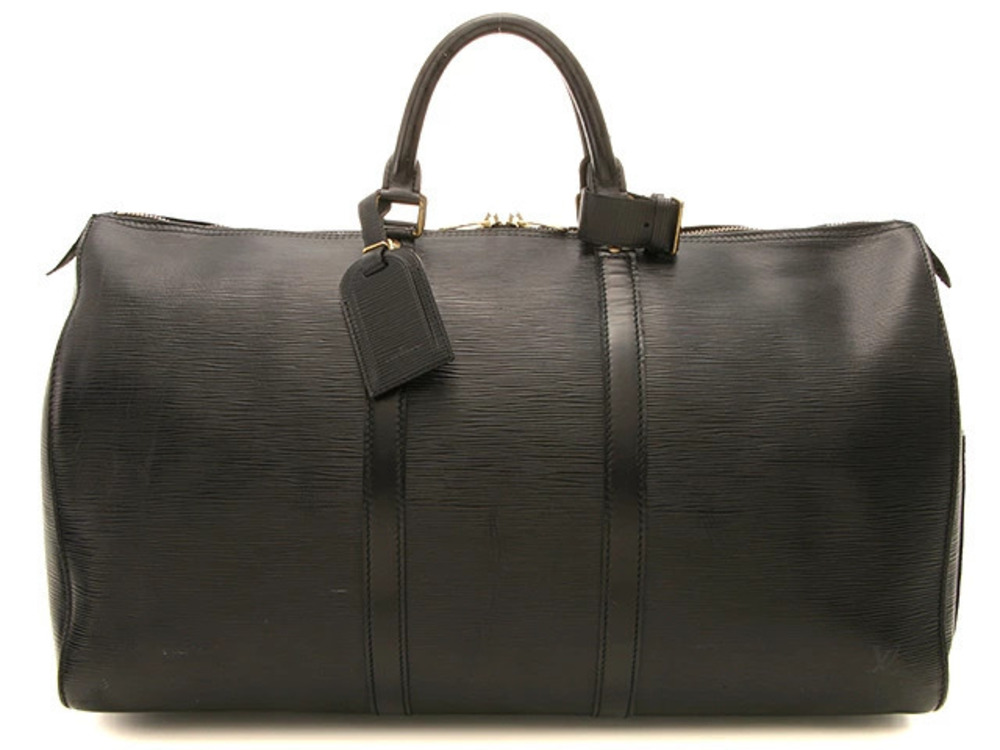 LOUIS VUITTON Keepall Boston Bag Epi Noir Black